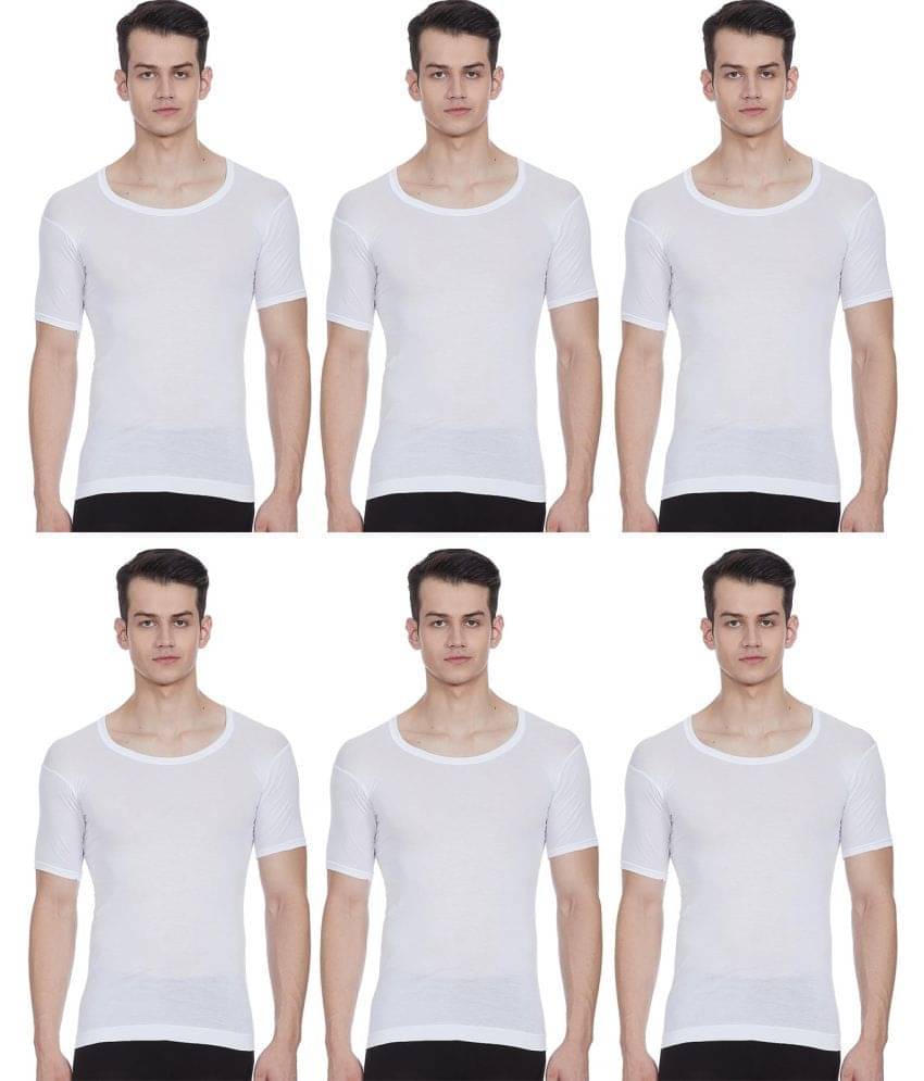 Rupa Frontline White Cotton Men's Vest ( Pack of 6 ) Rupa Frontline White Cotton Men's Vest ( Pack of 6 )
