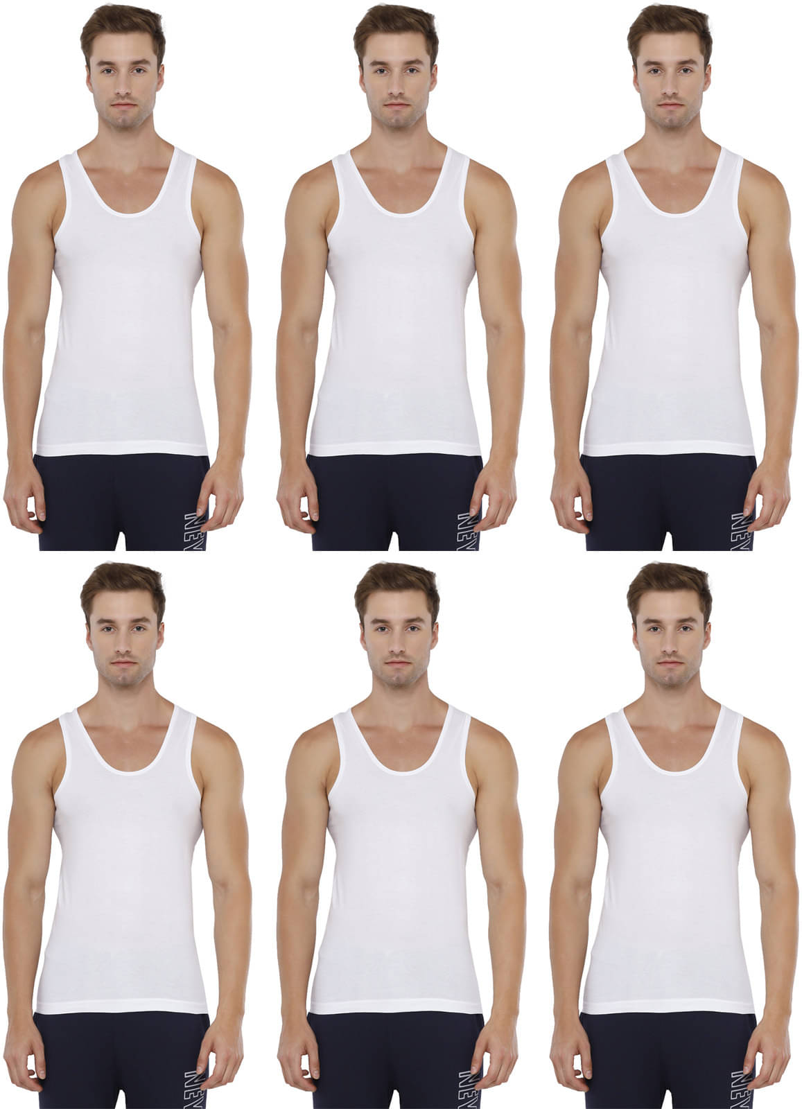 Rupa Jon White Cotton Men's Vest ( Pack of 6 )     			Rupa Jon White Cotton Men's Vest ( Pack of 6 )