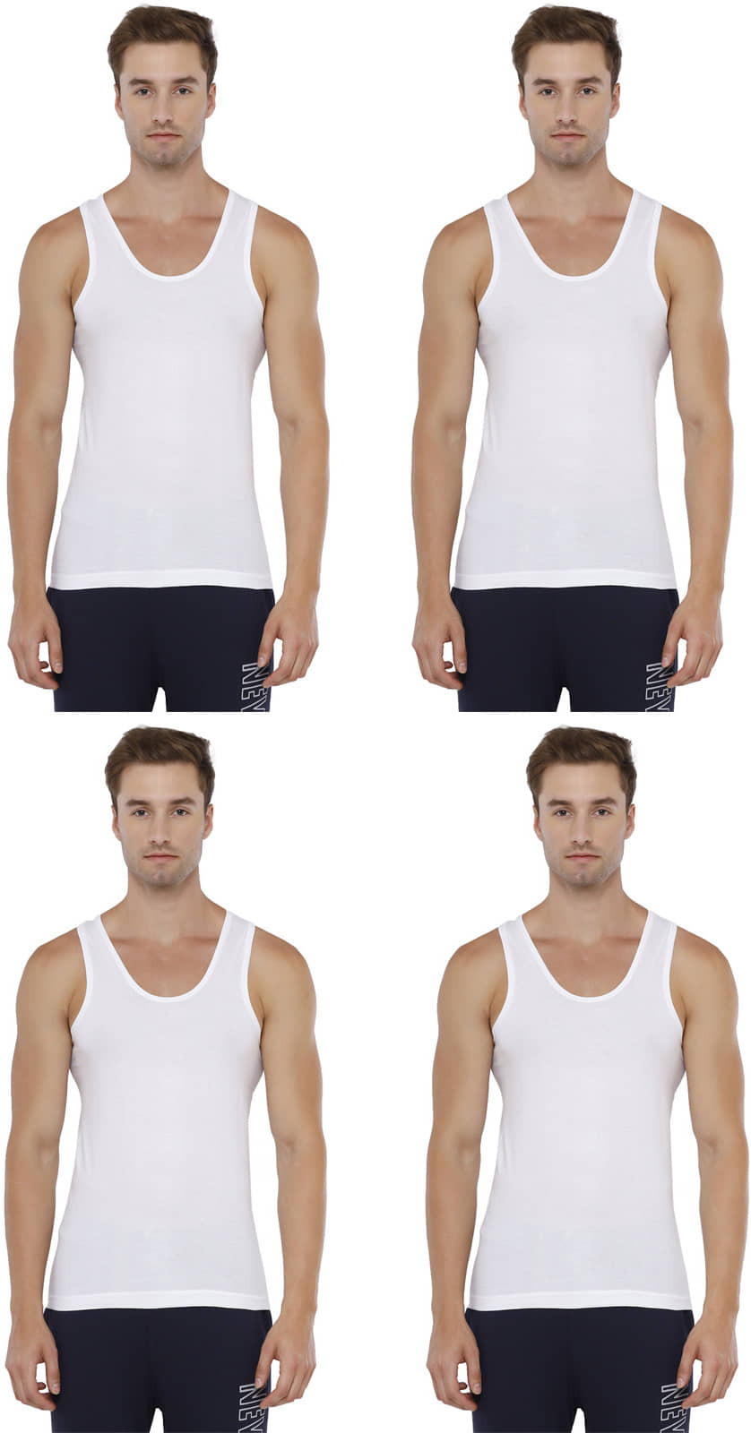 Rupa Jon White Cotton Men's Vest ( Pack of 4 ) - Nightwear & Loungewear | Buy online on ZillyBuy