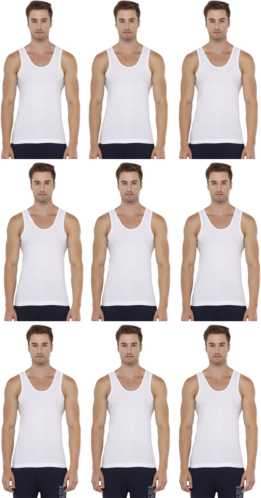 Rupa Jon White Cotton Men's Vest ( Pack of 9 ) Rupa Jon White Cotton Men's Vest ( Pack of 9 )