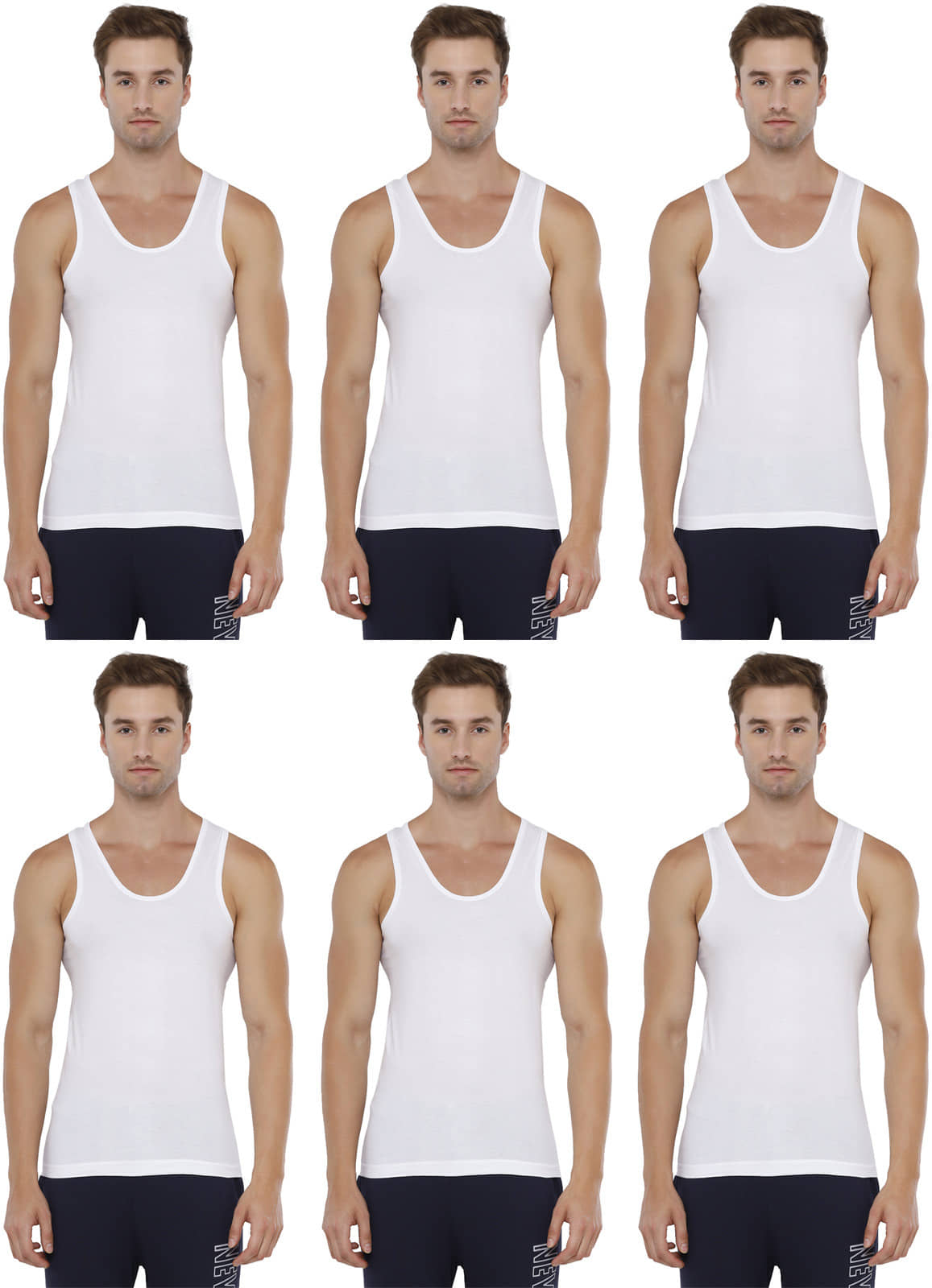Rupa Jon White Cotton Men's Vest ( Pack of 6 ) - Nightwear & Loungewear | Buy online on ZillyBuy