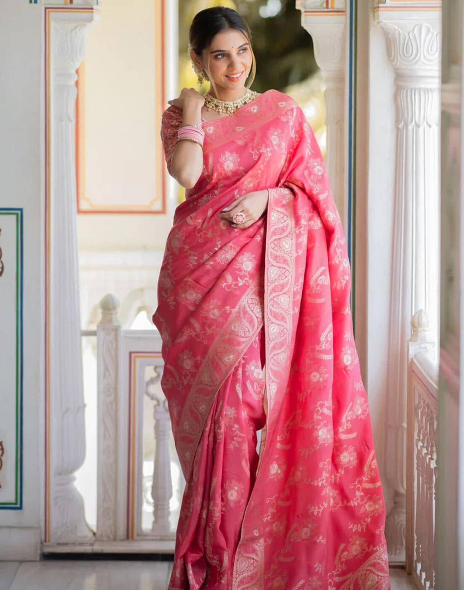     			Samah Art Silk Woven Saree With Unstitched Blouse Piece ( Orange )