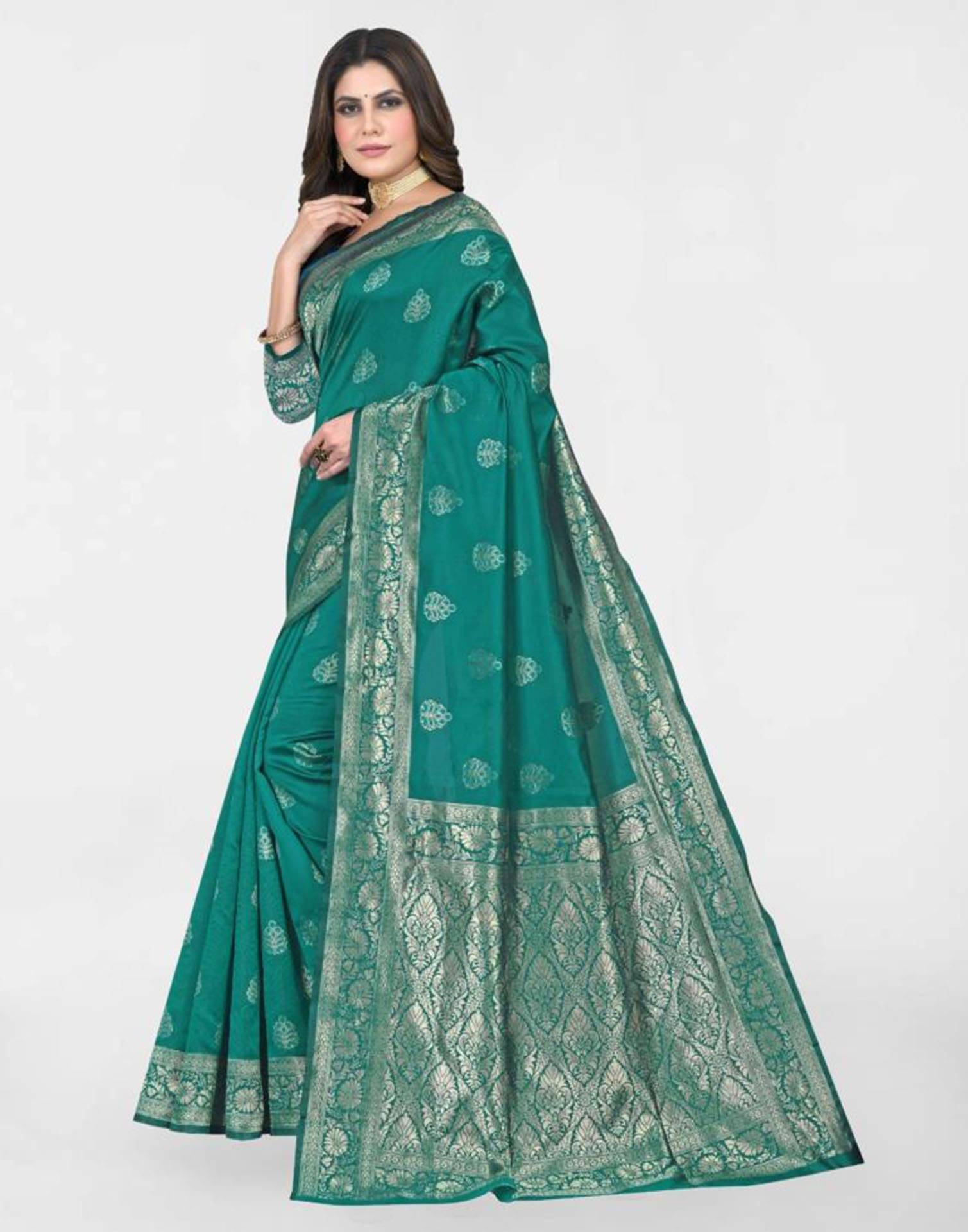 Samah Art Silk Woven Saree With Unstitched Blouse Piece ( Rama ) Samah Art Silk Woven Saree With Unstitched Blouse Piece ( Rama )
