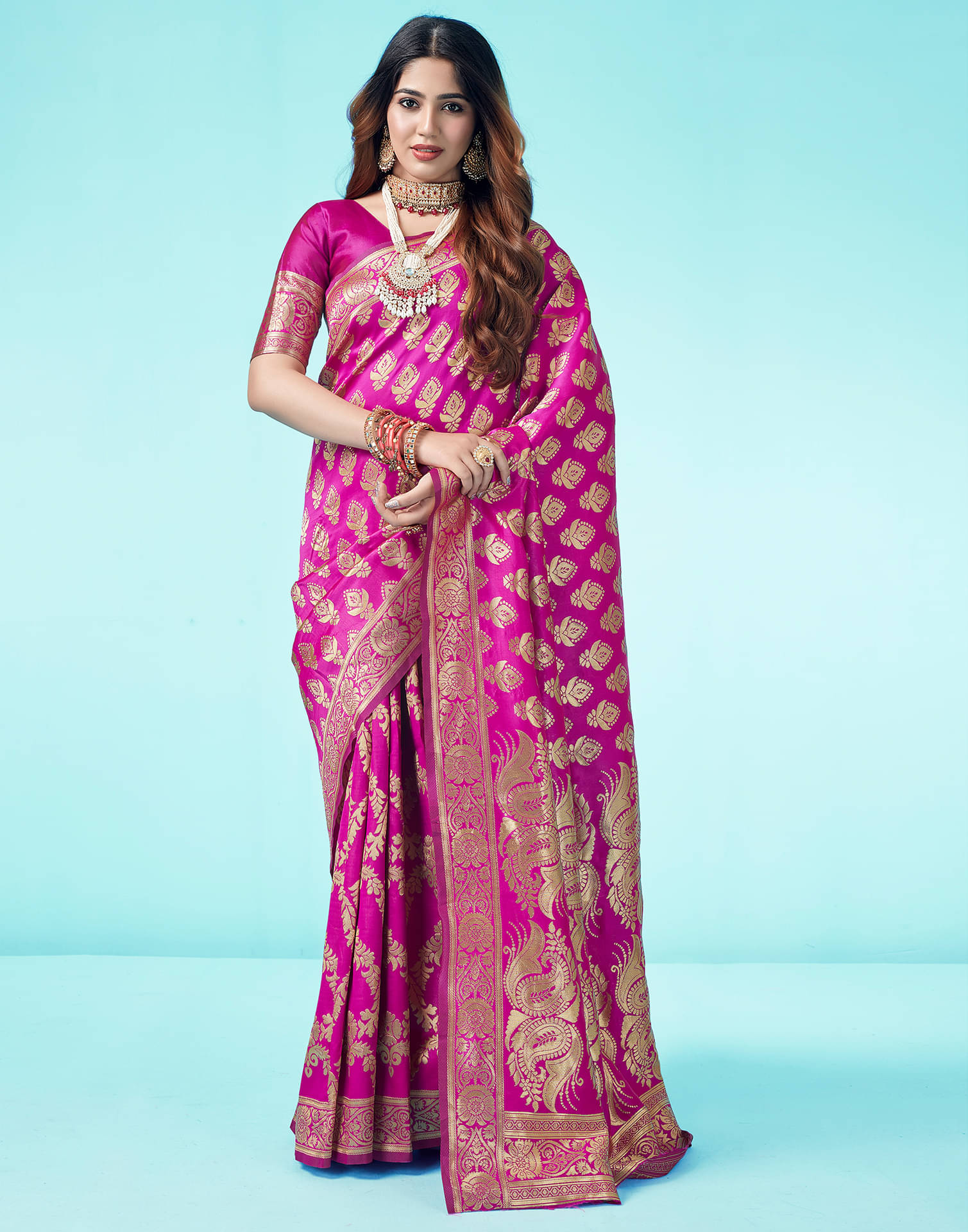     			Samah Art Silk Woven Saree With Unstitched Blouse Piece ( Rani )
