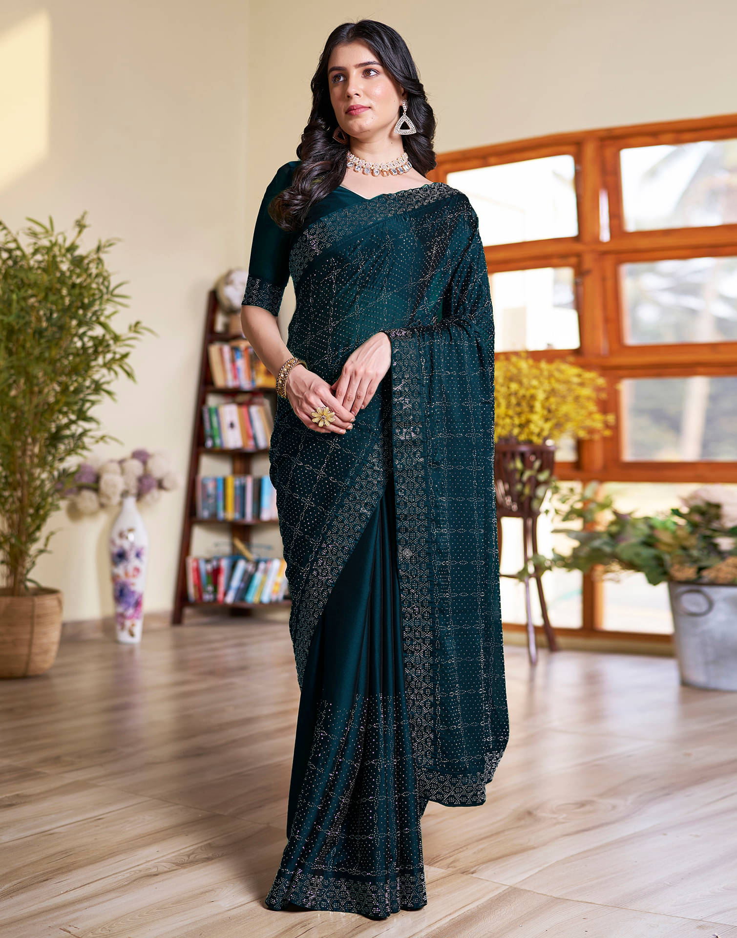     			Samah Georgette Embellished Saree With Unstitched Blouse Piece ( LightBLue )