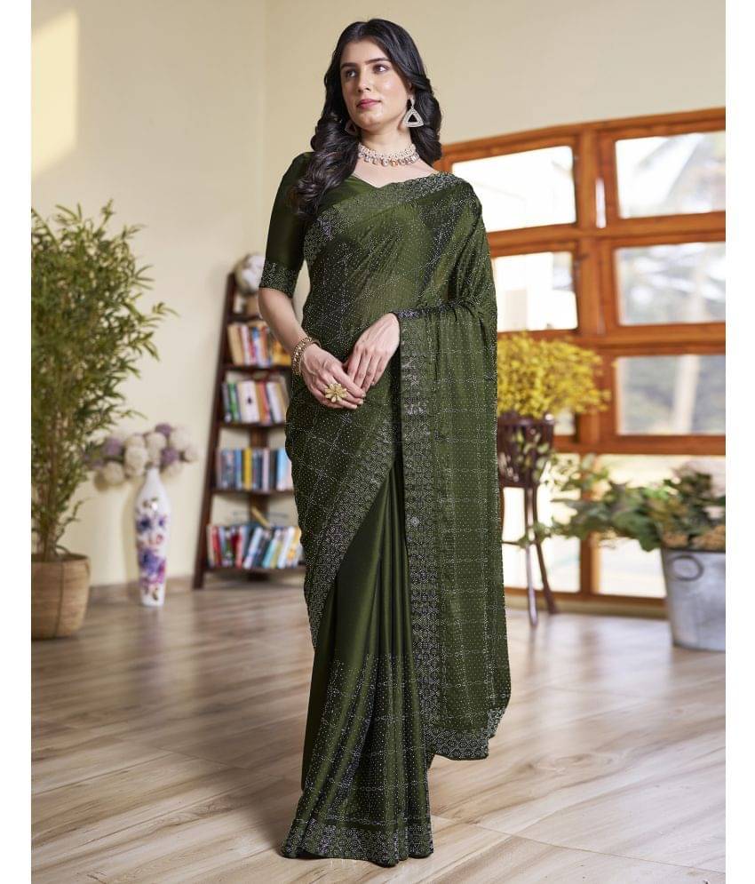     			Samah Georgette Embellished Saree With Unstitched Blouse Piece ( Mint Green )