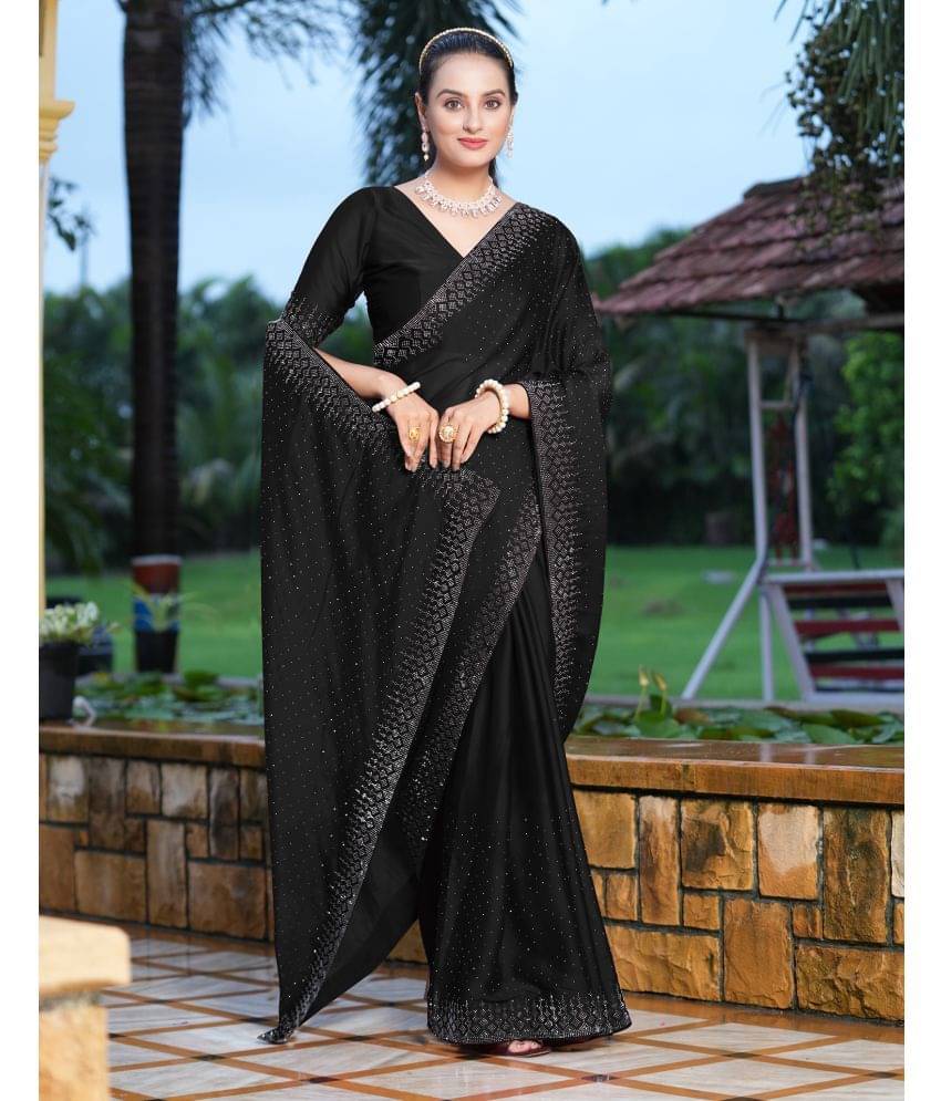     			Samah Georgette Embellished Saree With Unstitched Blouse Piece ( Black )