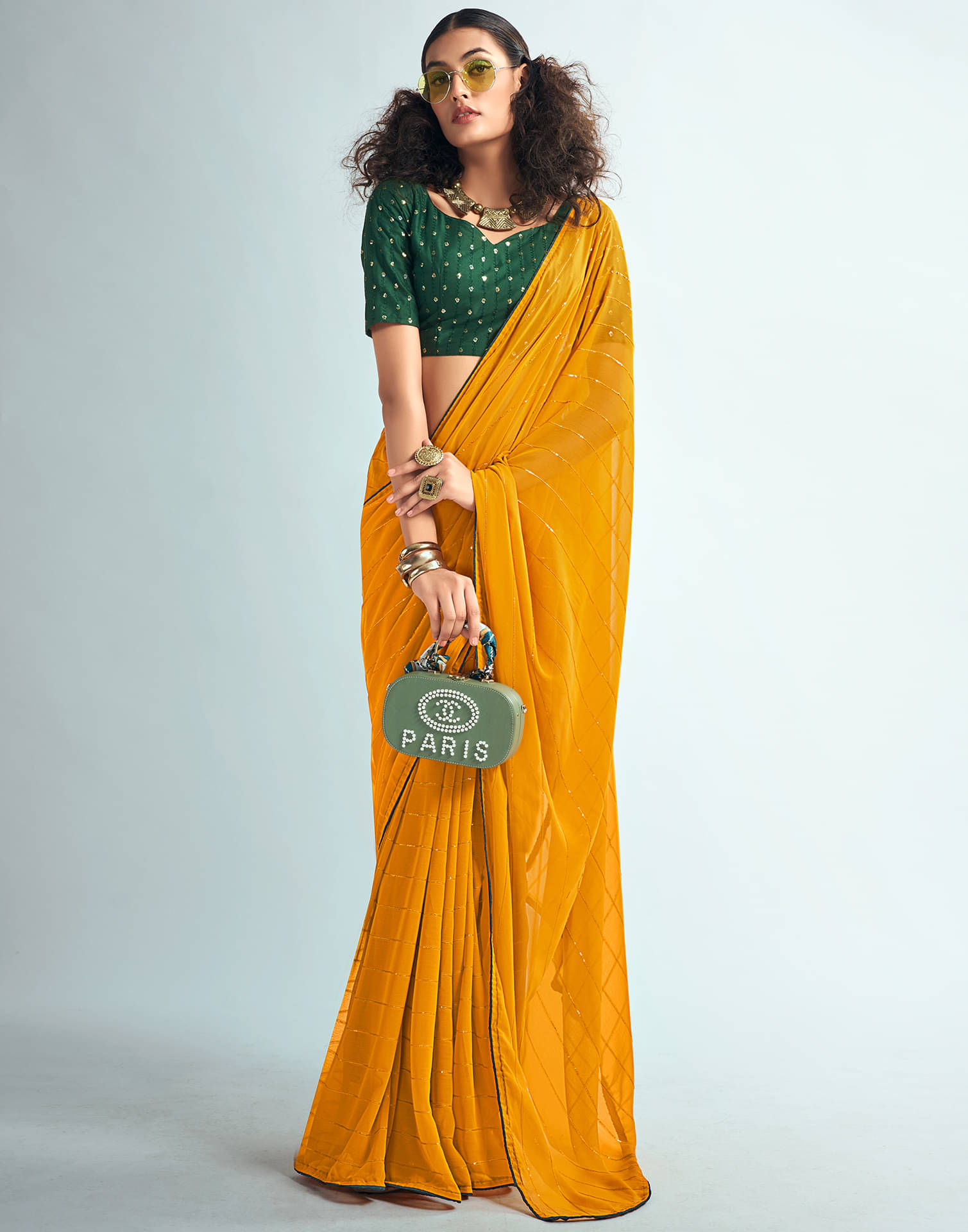 Samah Georgette Embellished Saree With Unstitched Blouse Piece ( Yellow ) Samah Georgette Embellished Saree With Unstitched Blouse Piece ( Yellow )