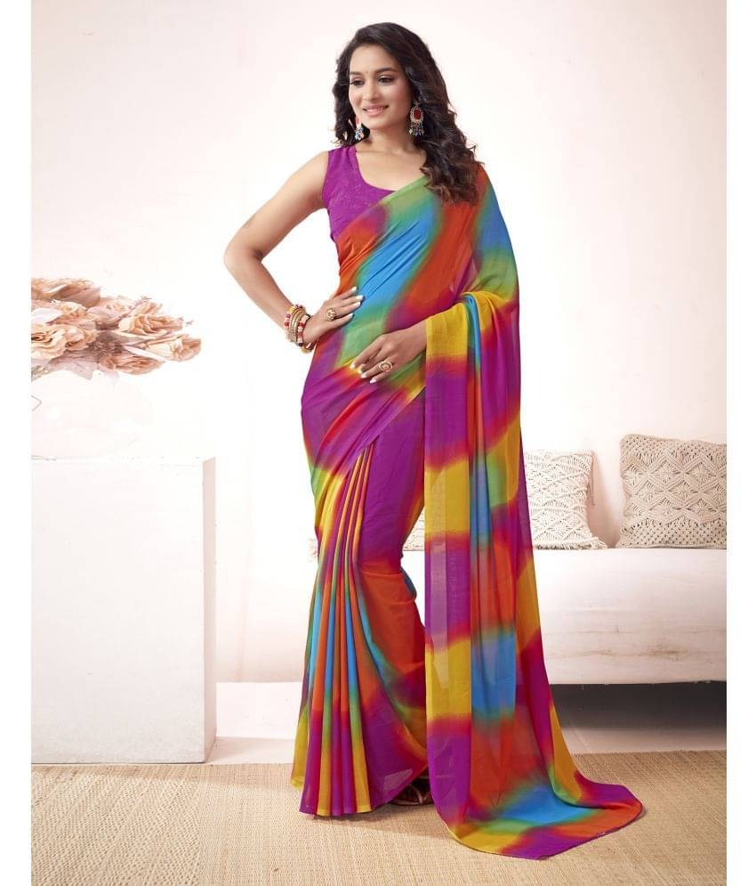 Samah Georgette Printed Saree With Unstitched Blouse Piece ( Multicolour ) Samah Georgette Printed Saree With Unstitched Blouse Piece ( Multicolour )