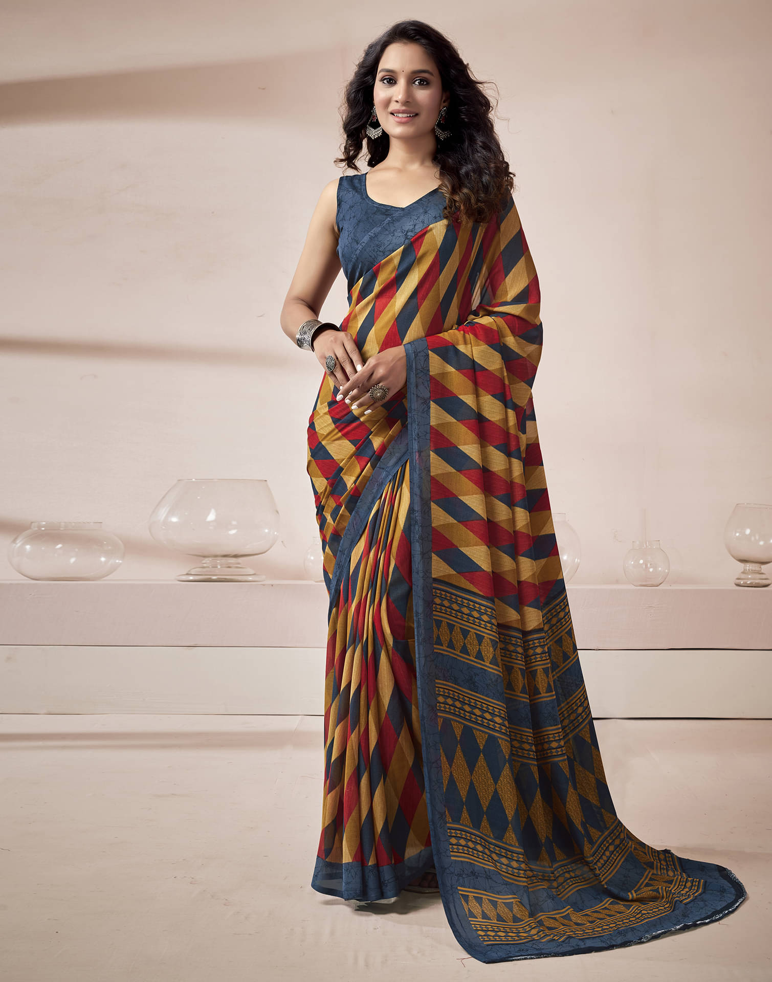 Samah Georgette Printed Saree With Unstitched Blouse Piece ( Mustard ) Samah Georgette Printed Saree With Unstitched Blouse Piece ( Mustard )