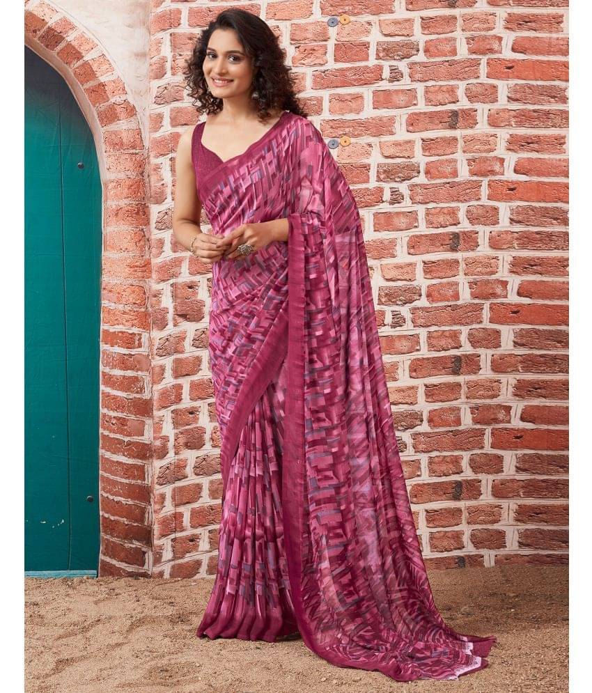 Samah Georgette Printed Saree With Unstitched Blouse Piece ( Pink ) Samah Georgette Printed Saree With Unstitched Blouse Piece ( Pink )