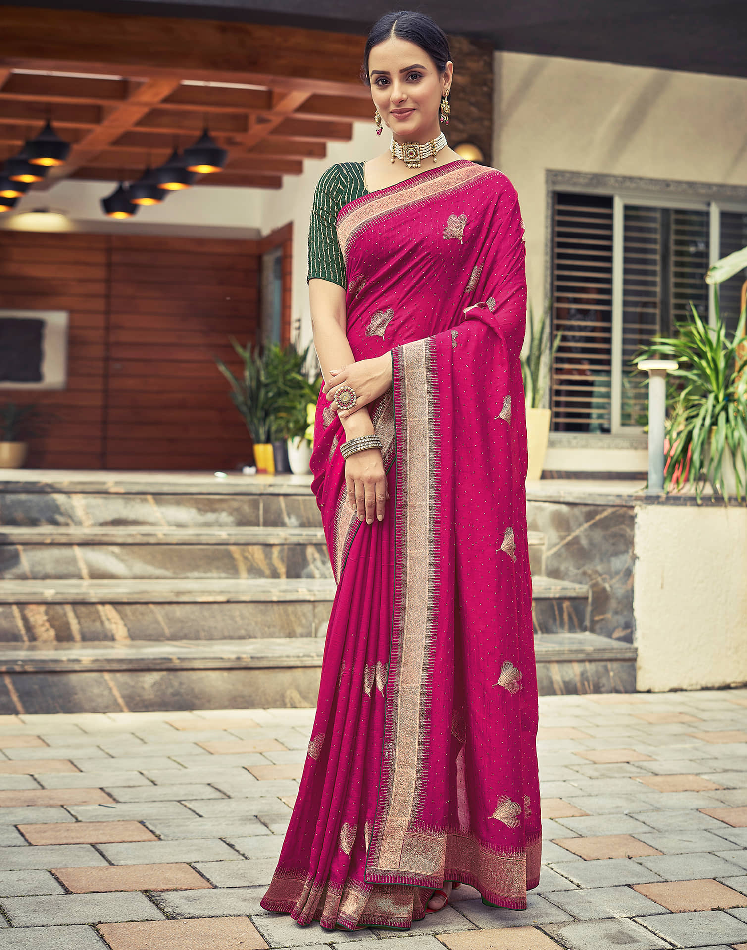 Samah Georgette Embellished Saree With Unstitched Blouse Piece ( Grey ) - Sarees | Buy online on ZillyBuy