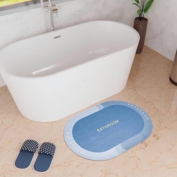     			Shopeleven Blue Rubber Oval Floor Mat ( Pack of 1 )