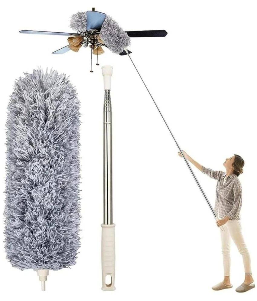     			Shopeleven Microfiber Feather Duster Bendable & Extendable Fan Cleaning Duster with 100 inches Expandable Pole Handle Washable Duster for High Ceiling Fans,Window Blinds, Furniture