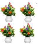 zonezer - Multicolor Sunflower Artificial Flowers With Pot ( Pack of 4 )