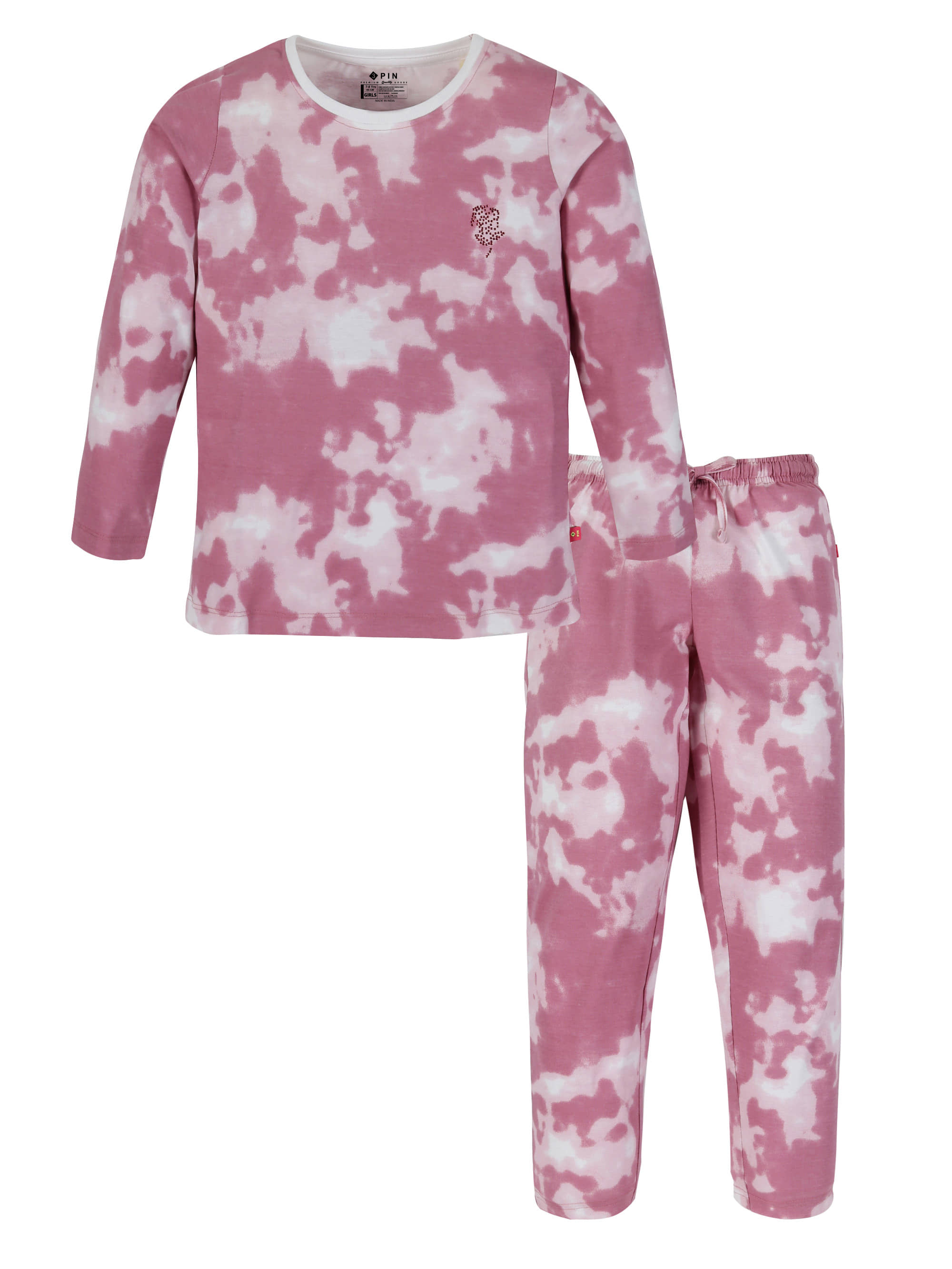 3PIN Pack of 1 Boys Cotton T-Shirt & Pants Set ( Pink )