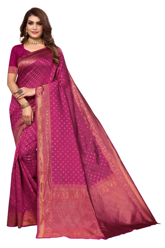     			Aadvika Banarasi Silk Printed Saree With Unstitched Blouse Piece ( Purple )