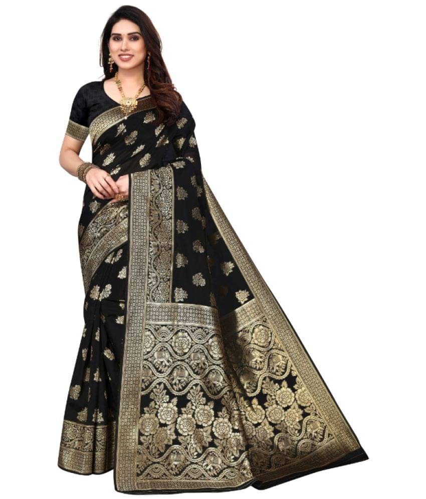     			Aadvika Banarasi Silk Printed Saree With Unstitched Blouse Piece ( Green )