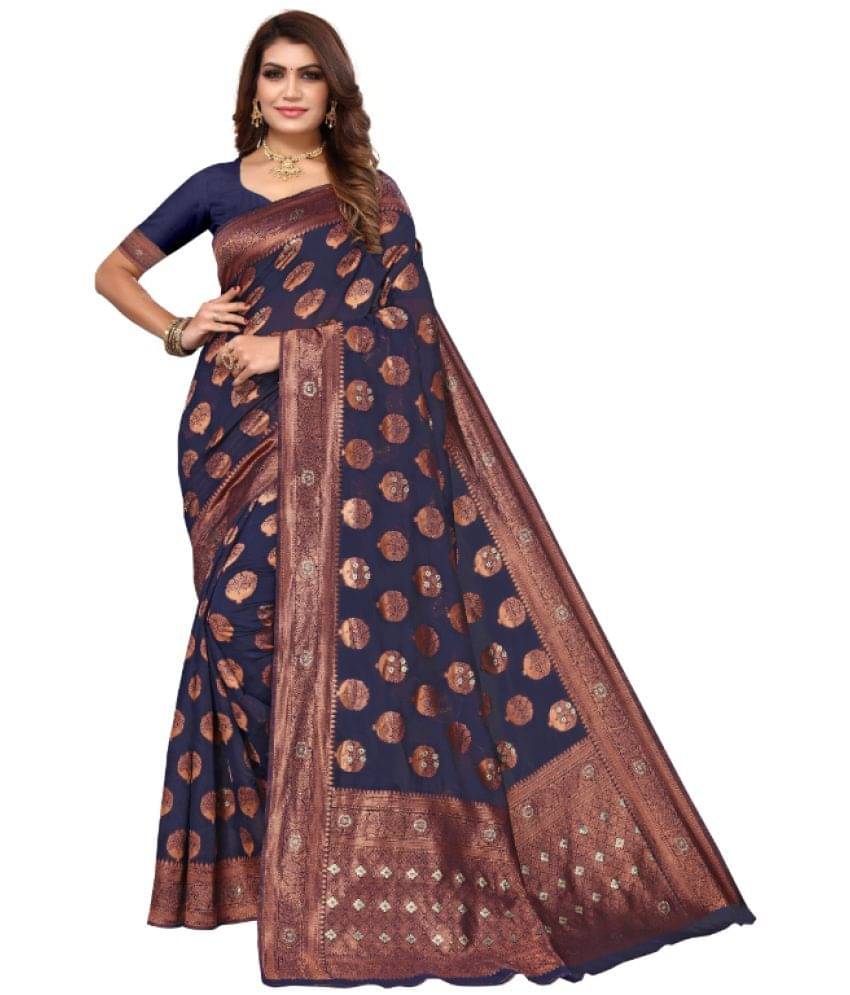     			Aadvika Banarasi Silk Printed Saree With Unstitched Blouse Piece ( Purple )