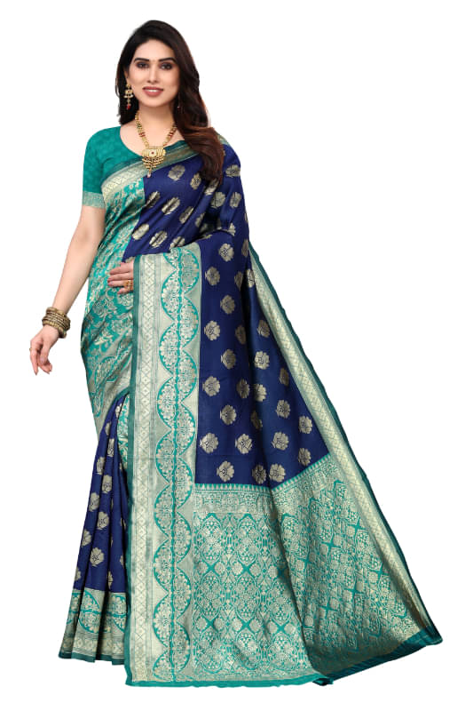     			Aadvika Banarasi Silk Printed Saree With Unstitched Blouse Piece ( Multicolor )