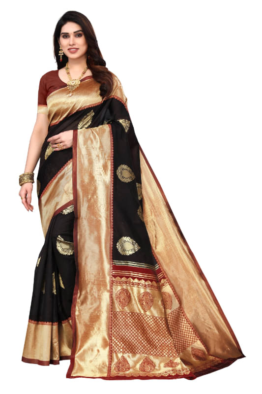 Aadvika Banarasi Silk Printed Saree With Unstitched Blouse Piece ( Beige ) Aadvika Banarasi Silk Printed Saree With Unstitched Blouse Piece ( Beige )