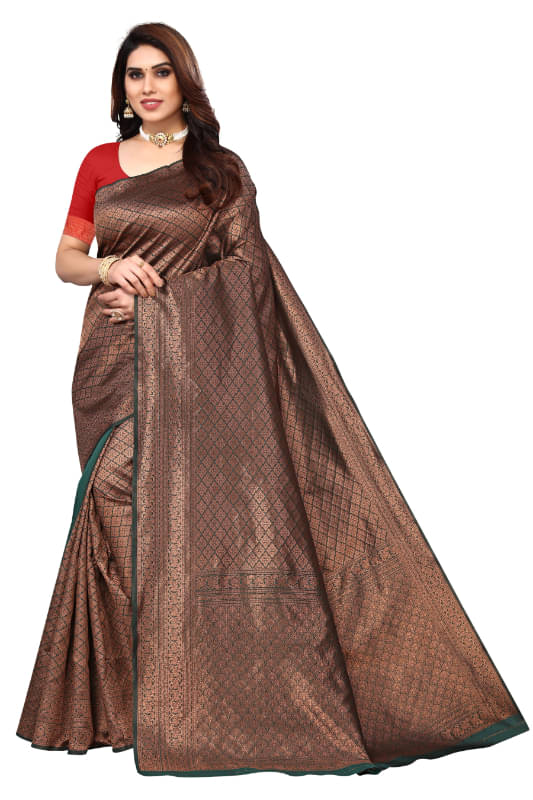     			Aadvika Banarasi Silk Printed Saree With Unstitched Blouse Piece ( Beige )