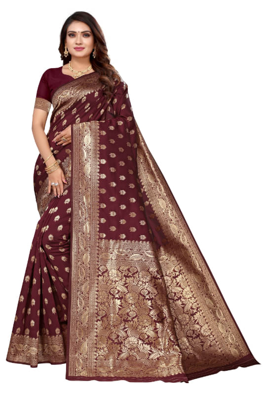     			Aadvika Banarasi Silk Printed Saree With Unstitched Blouse Piece ( Multicolor )