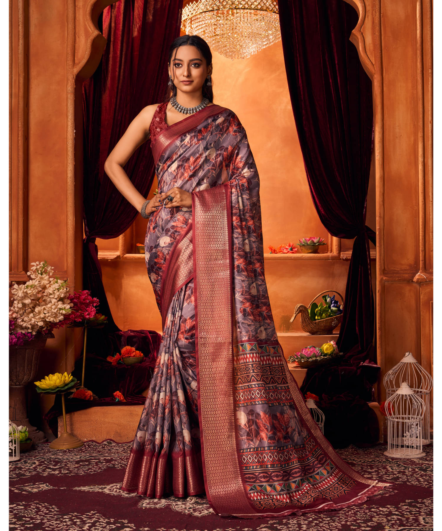 Aadvika Cotton Printed Saree With Unstitched Blouse Piece ( Pink ) Aadvika Cotton Printed Saree With Unstitched Blouse Piece ( Pink )