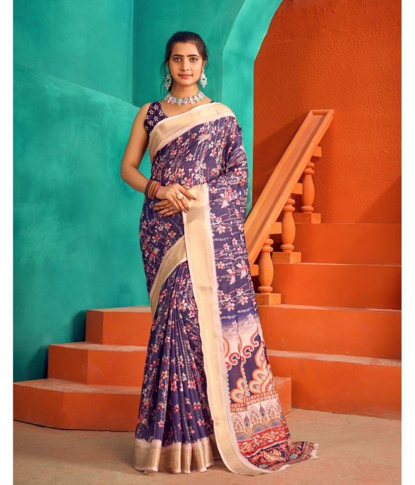 Aadvika Satin Printed Saree With Unstitched Blouse Piece ( Multicolour ) Aadvika Satin Printed Saree With Unstitched Blouse Piece ( Multicolour )