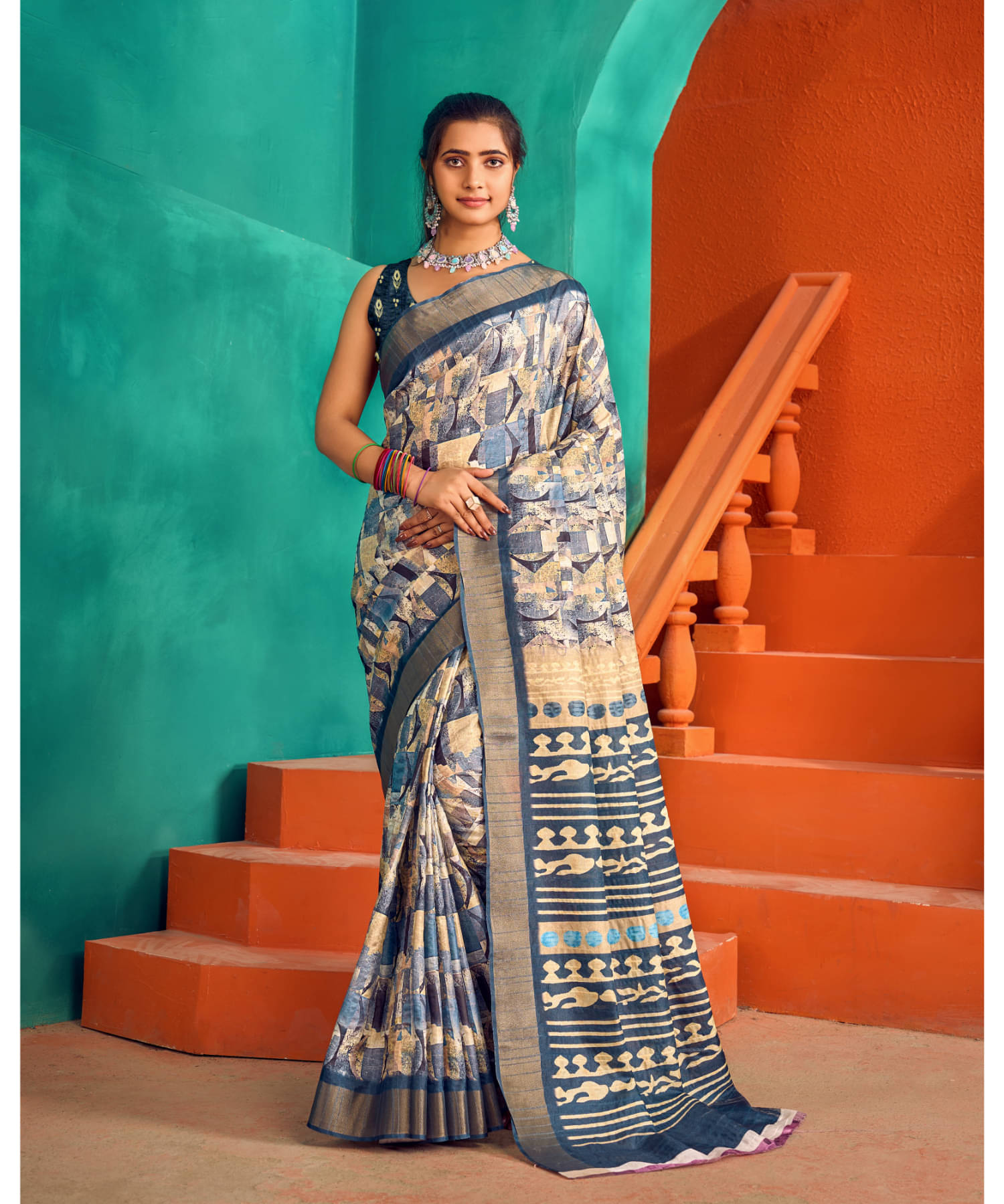 Aadvika Satin Printed Saree With Unstitched Blouse Piece ( Multicolor ) Aadvika Satin Printed Saree With Unstitched Blouse Piece ( Multicolor )