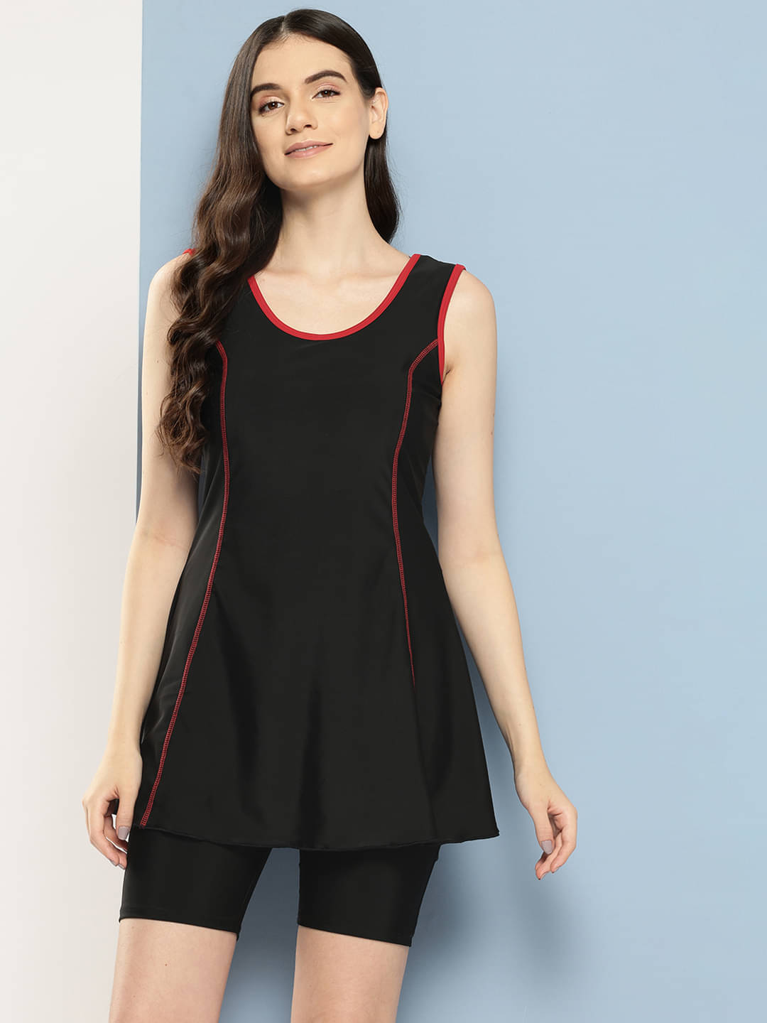 Aarika Nylon Black One Piece Swimsuit without Skirt - Single Aarika Nylon Black One Piece Swimsuit without Skirt - Single