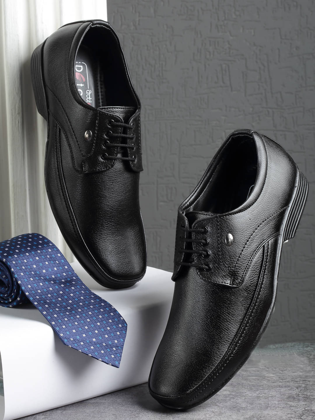     			Action Black Men's Derby Formal Shoes
