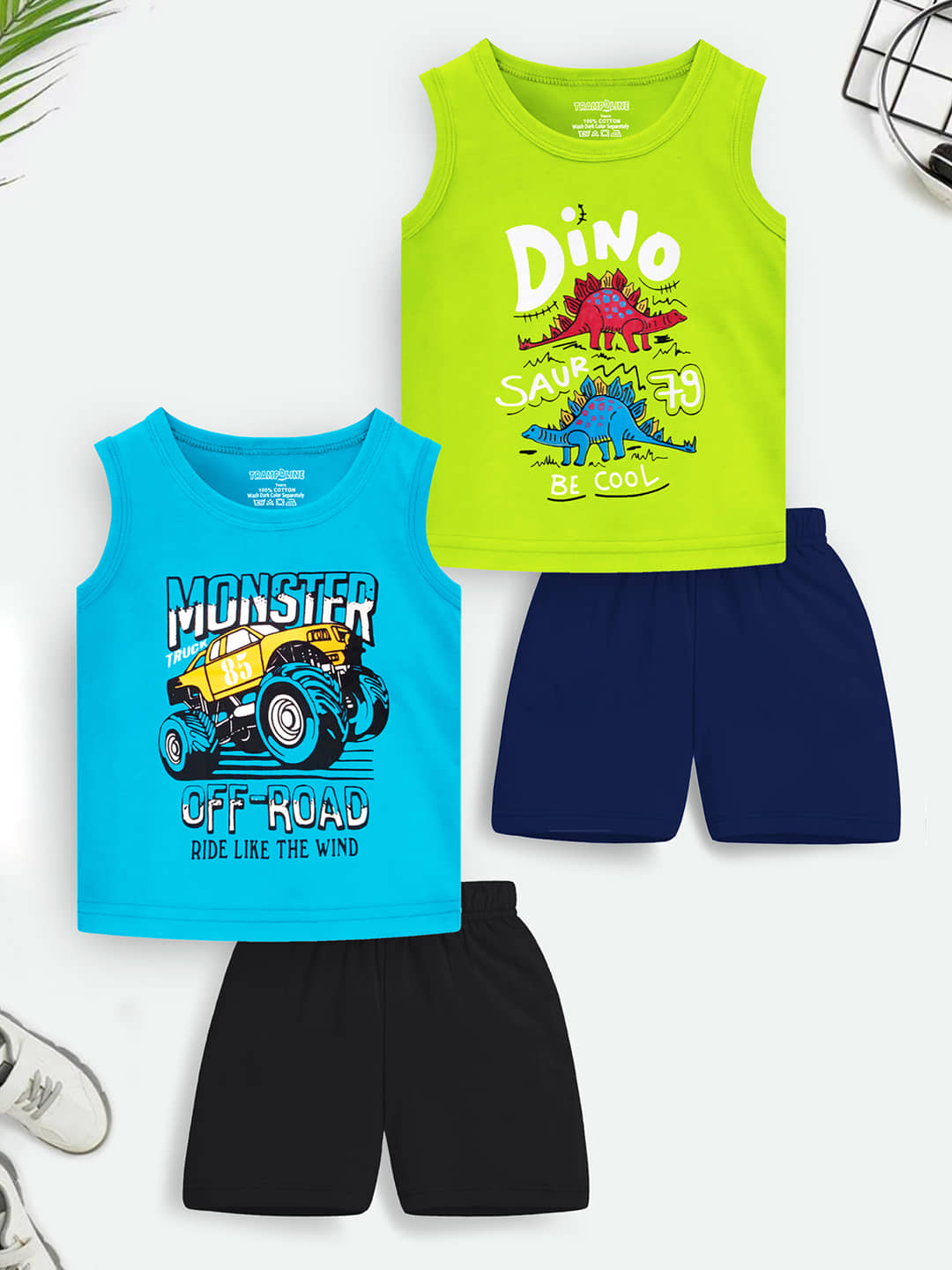 Trampoline Pack of 2 Boys Cotton Blend Nightsuit Set ( Multicolor 1 ) - Nightwear & Loungewear | Buy online on ZillyBuy