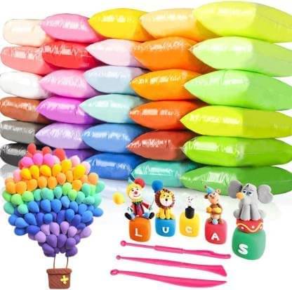     			ECLET (Pack of 12) Air Dry Clay, Colorful Children Soft Clay, Creative Art Crafts, Gifts for Kids-Multi Color. Non-Toxic Modeling Magic Fluffy Foam Bouncing Clay Putty Kit for Kids with Tools .10