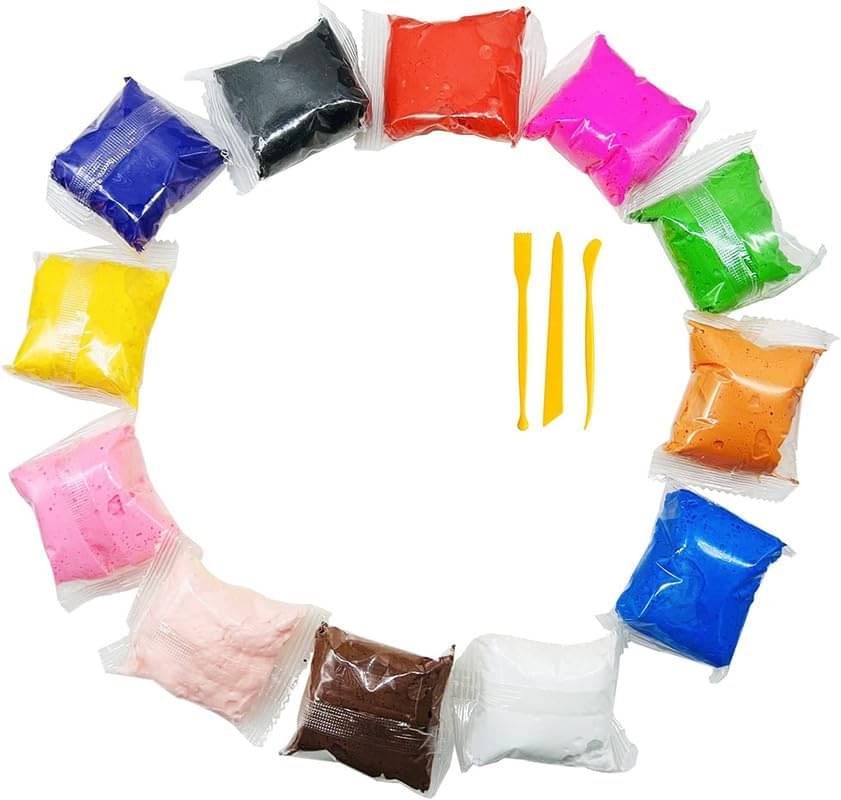     			ECLET (Pack of 12) Air Dry Clay, Colorful Children Soft Clay, Creative Art Crafts, Gifts for Kids-Multi Color. Non-Toxic Modeling Magic Fluffy Foam Bouncing Clay Putty Kit for Kids with Tools .127