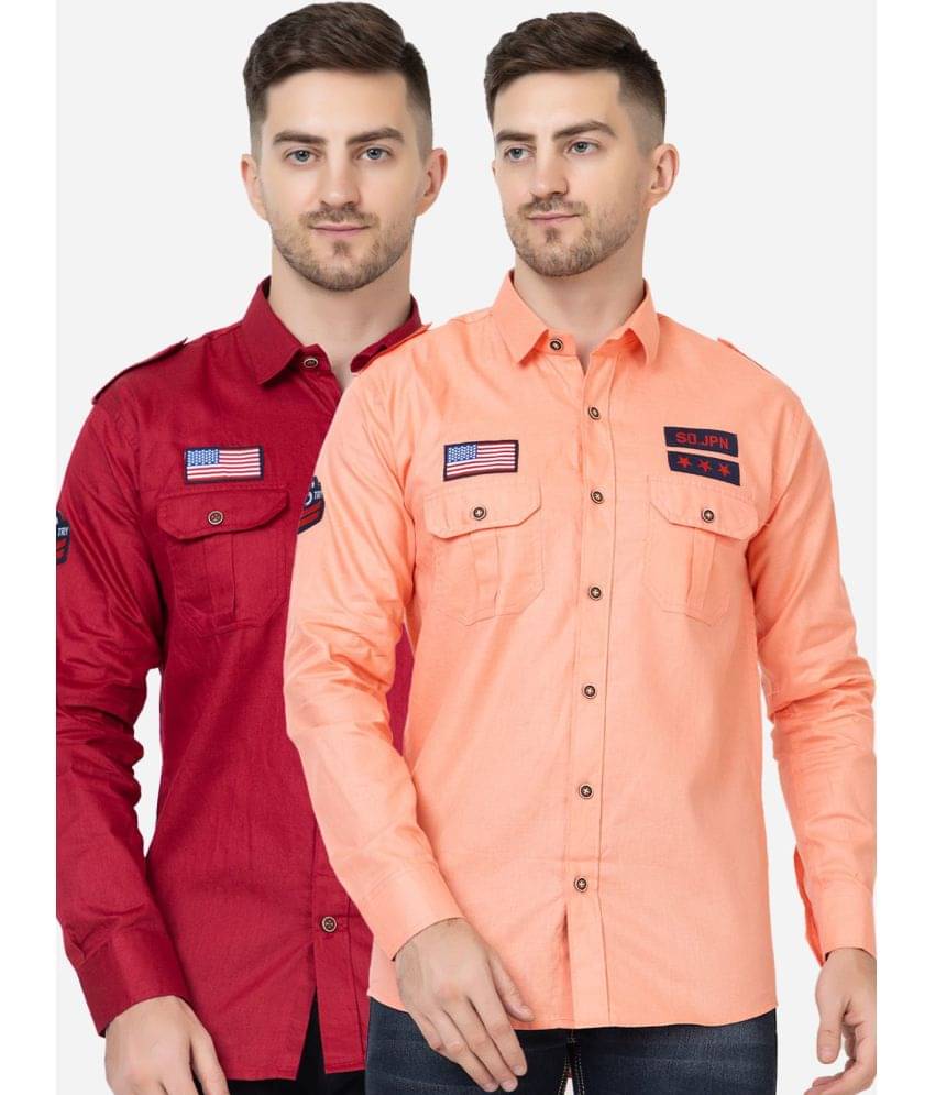 FREKMAN 100% Cotton Regular Fit Solids Full Sleeves Men's Casual Shirt - Multi ( Pack of 2 ) FREKMAN 100% Cotton Regular Fit Solids Full Sleeves Men's Casual Shirt - Multi ( Pack of 2 )