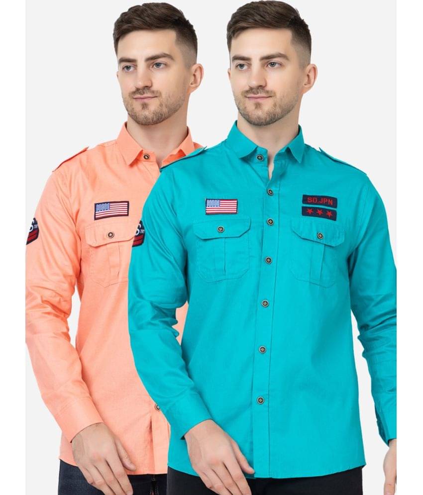 FREKMAN 100% Cotton Regular Fit Solids Full Sleeves Men's Casual Shirt - Multi ( Pack of 2 ) FREKMAN 100% Cotton Regular Fit Solids Full Sleeves Men's Casual Shirt - Multi ( Pack of 2 )