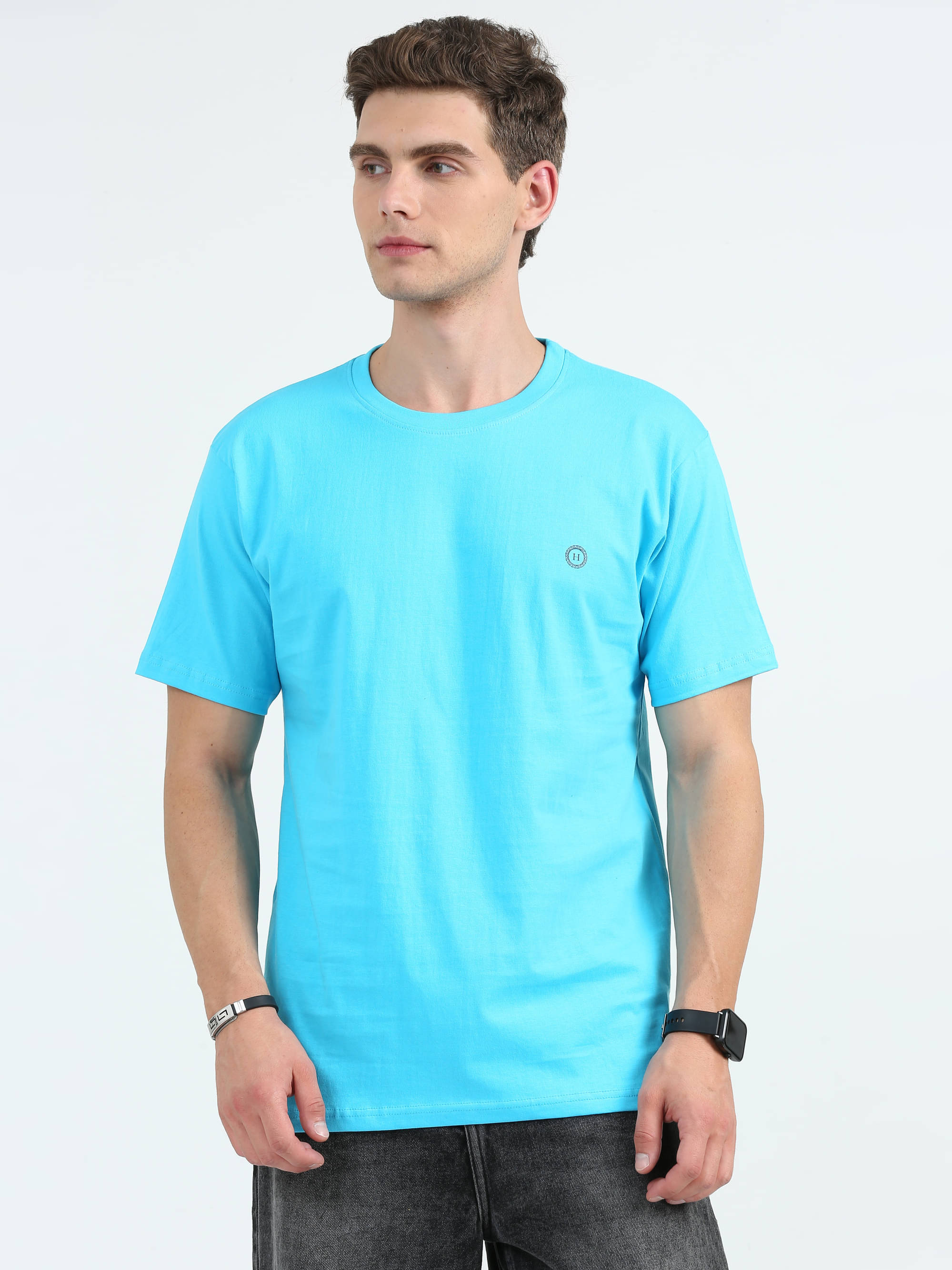     			HETIERS Pack of 1 Cotton Blend Regular Fit Men's T-Shirt ( Blue )