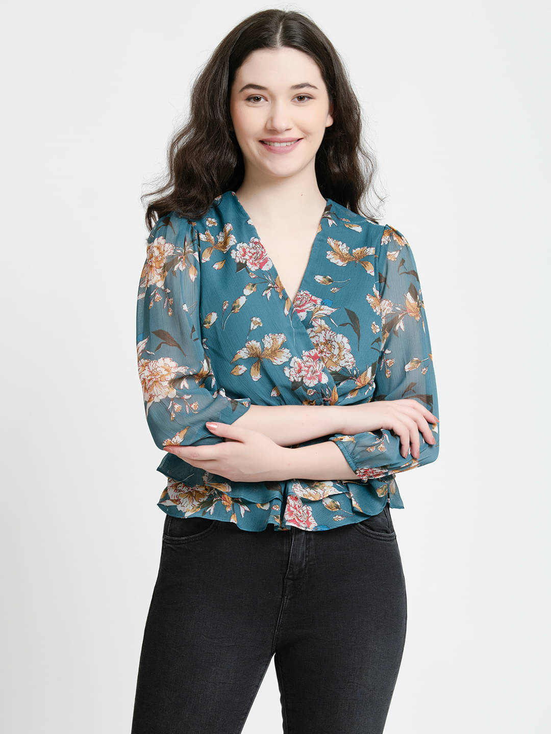 June 9 Clothing Women's Chiffon Regular Top ( Green ) June 9 Clothing Women's Chiffon Regular Top ( Green )