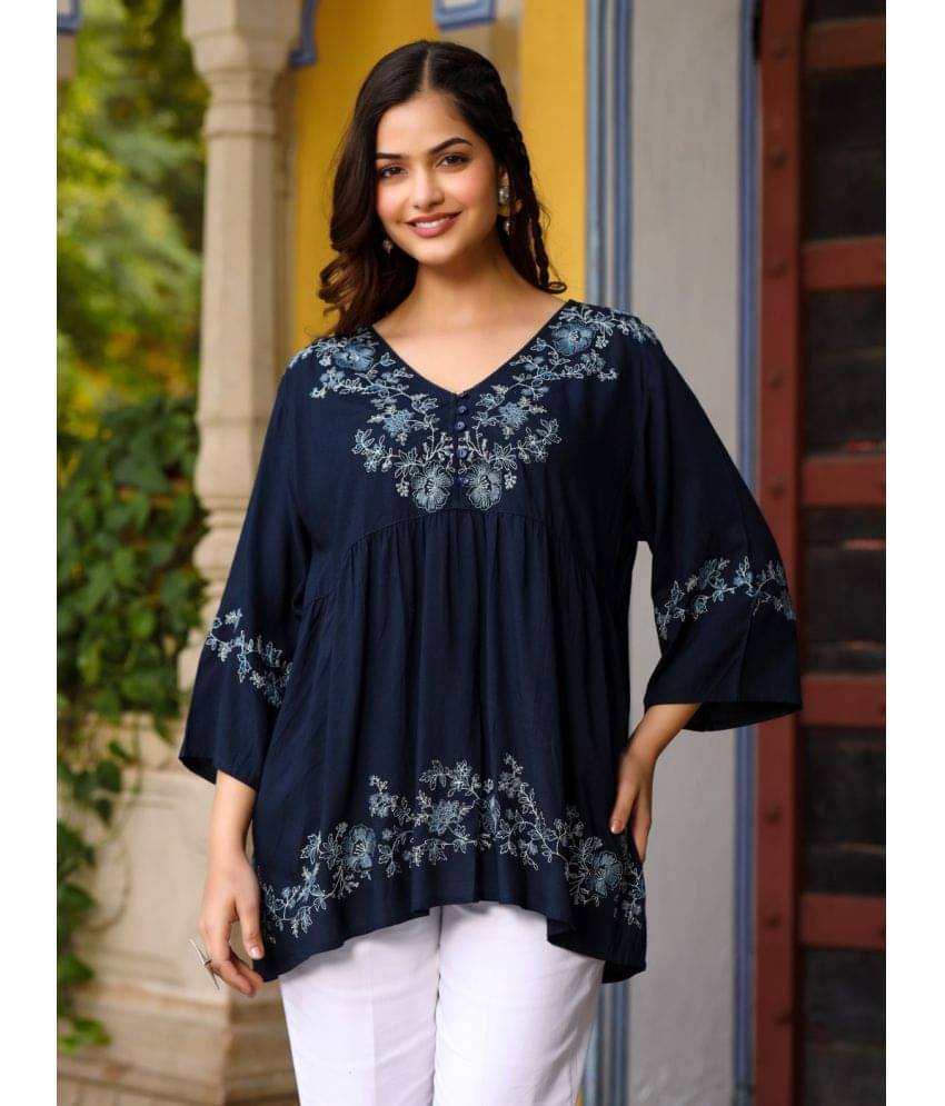 Juniper Women's Rayon A-Line Top ( Navy Blue ) Juniper Women's Rayon A-Line Top ( Navy Blue )