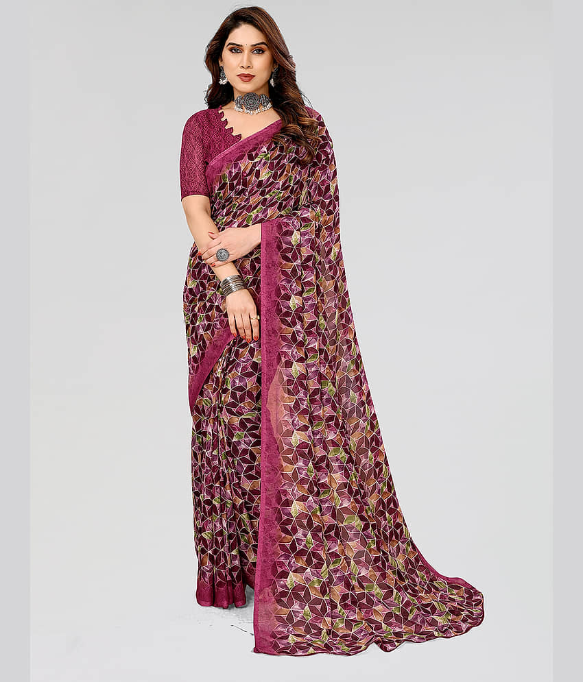 Kashvi Sarees Georgette Printed Saree With Unstitched Blouse Piece ( Pink ) - Sarees | Buy online on ZillyBuy
