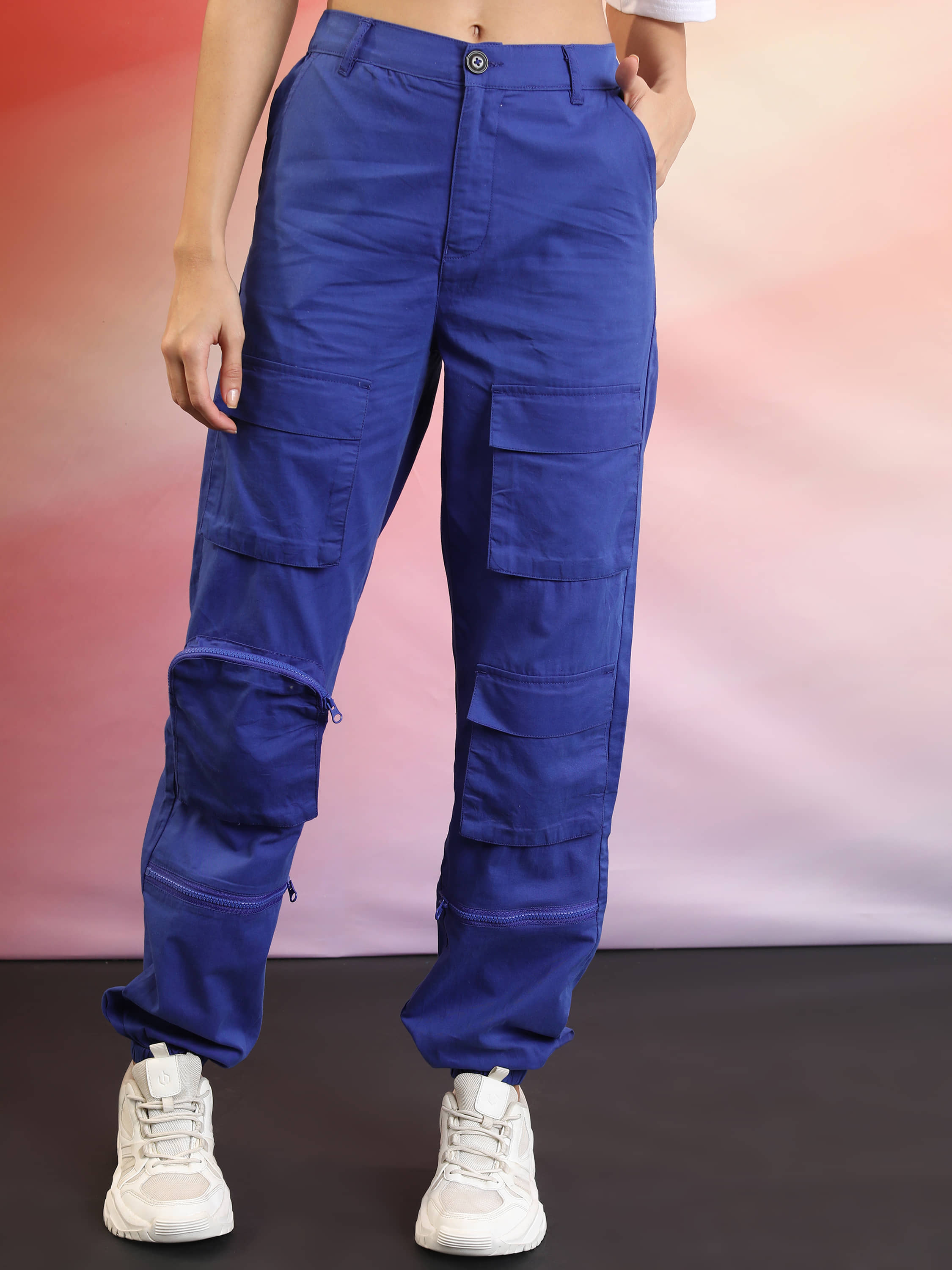 Ketch Blue Polyester Regular Women's Cargo Pants ( Pack of 1 ) - Trousers | Buy online on ZillyBuy