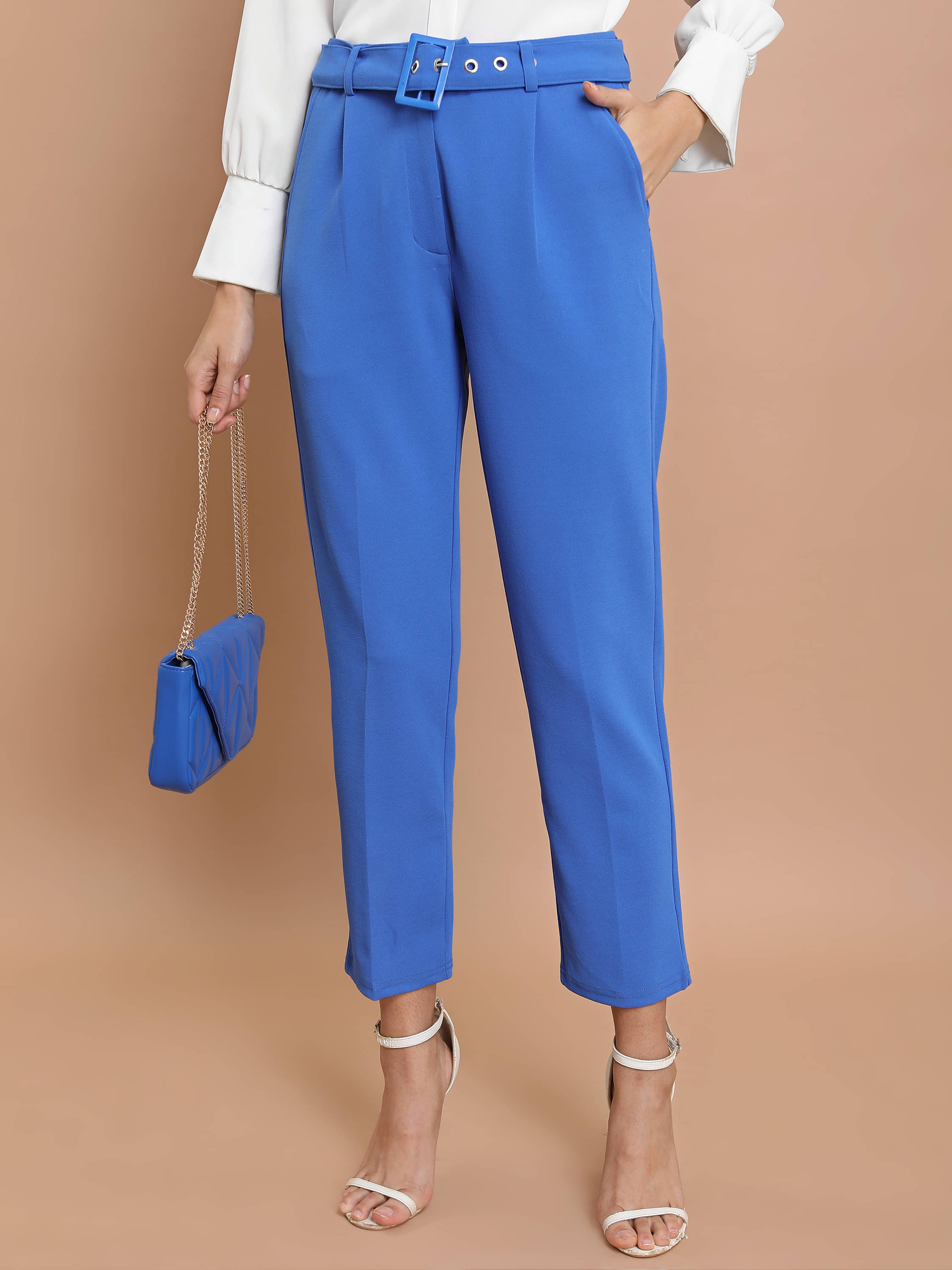     			Ketch Blue Polyester Regular Women's Casual Pants ( Pack of 1 )