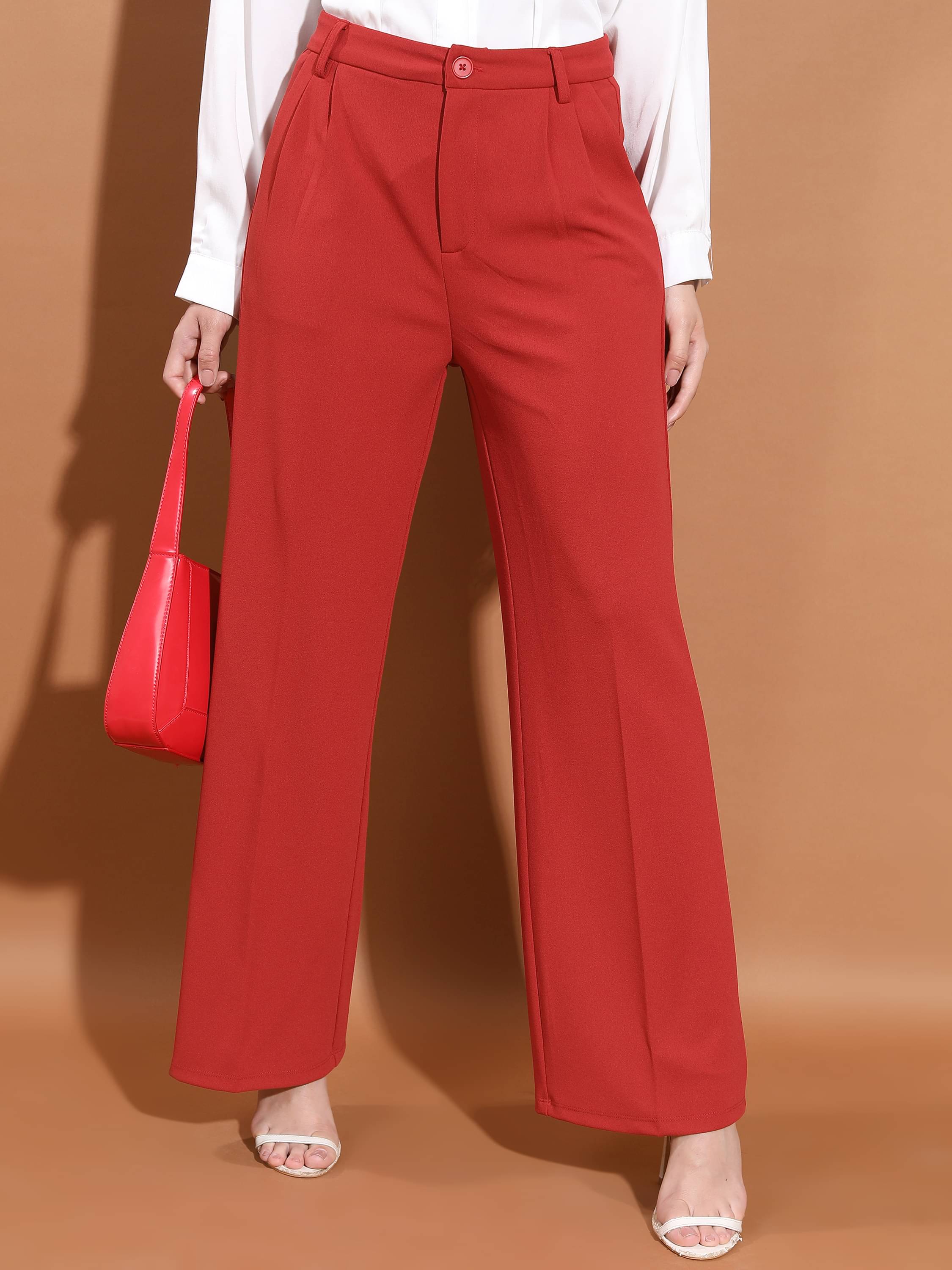     			Ketch Red Polyester Regular Women's Bootcut Pants ( Pack of 1 )