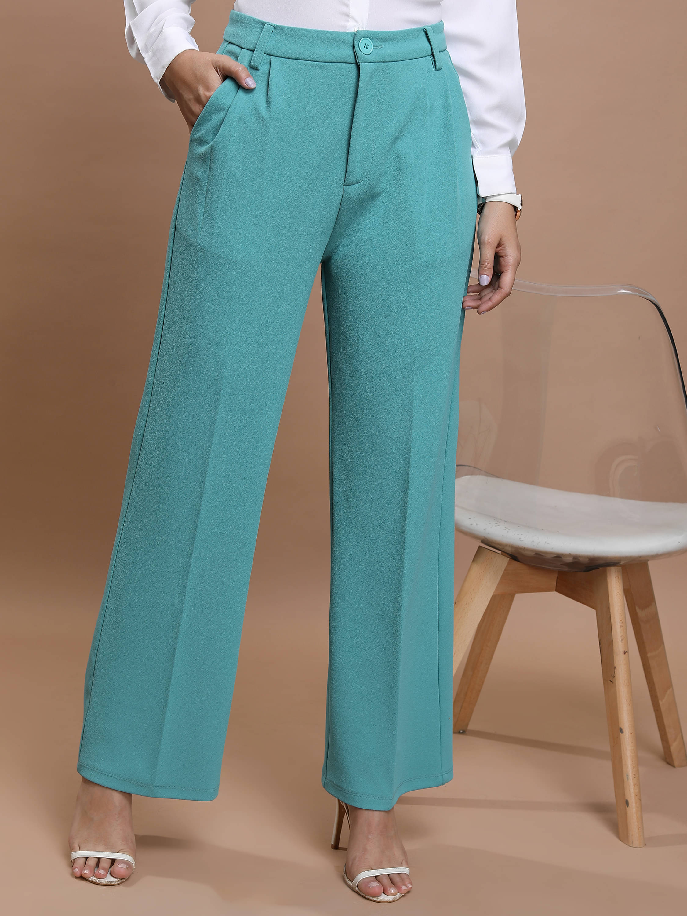     			Ketch Sea Green Polyester Regular Women's Bootcut Pants ( Pack of 1 )