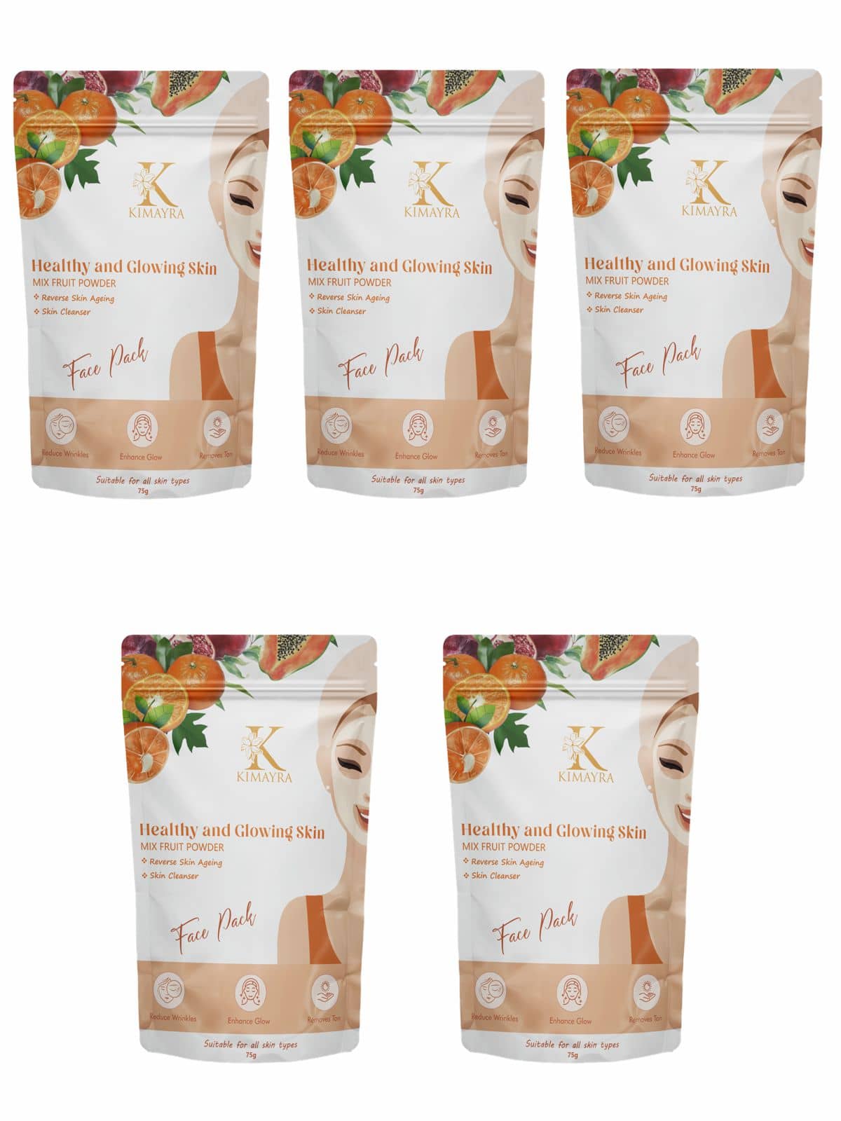 Kimayra - Radiant Glow Face Pack for All Skin Type ( Pack of 5 )