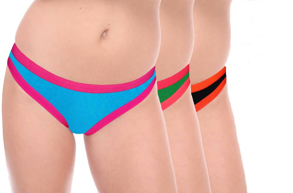 Kiran Enterprises Pack of 3 Cotton Solid Women's Hipster ( Multicolor )