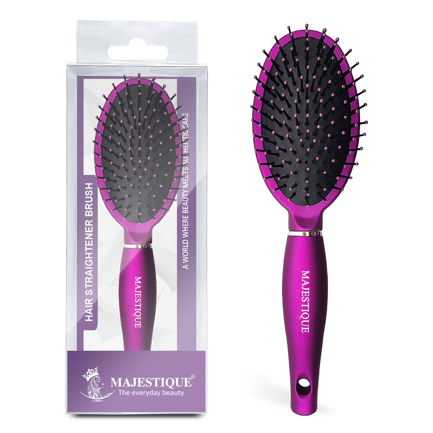 Majestique Hair Straightener Brush Bio-Friendly Detangling Hair Brush Comfortable for Women and Men