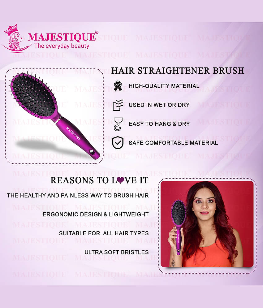 Majestique Hair Straightener Brush Bio-Friendly Detangling Hair Brush Comfortable for Women and Men