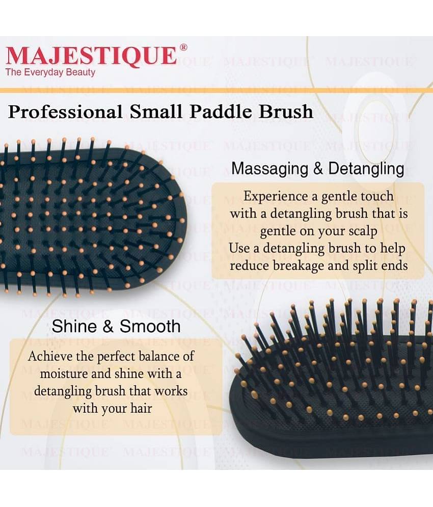 Majestique Small Paddle Hair Brush Bio-Friendly Detangling Brush Hair Comb Crown Handle - 1Pcs Black